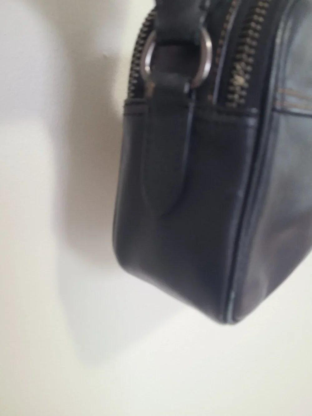 COACH C4148 Black Calf Leather Double Zip Graham Crossbody Camera Bag